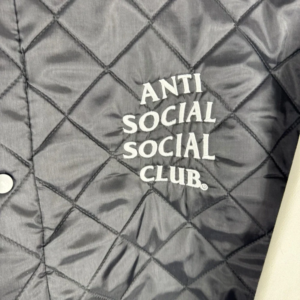 Anti Social Social Club Jacket Mens XL Black Quilted Get Weird Bomber Streetwear